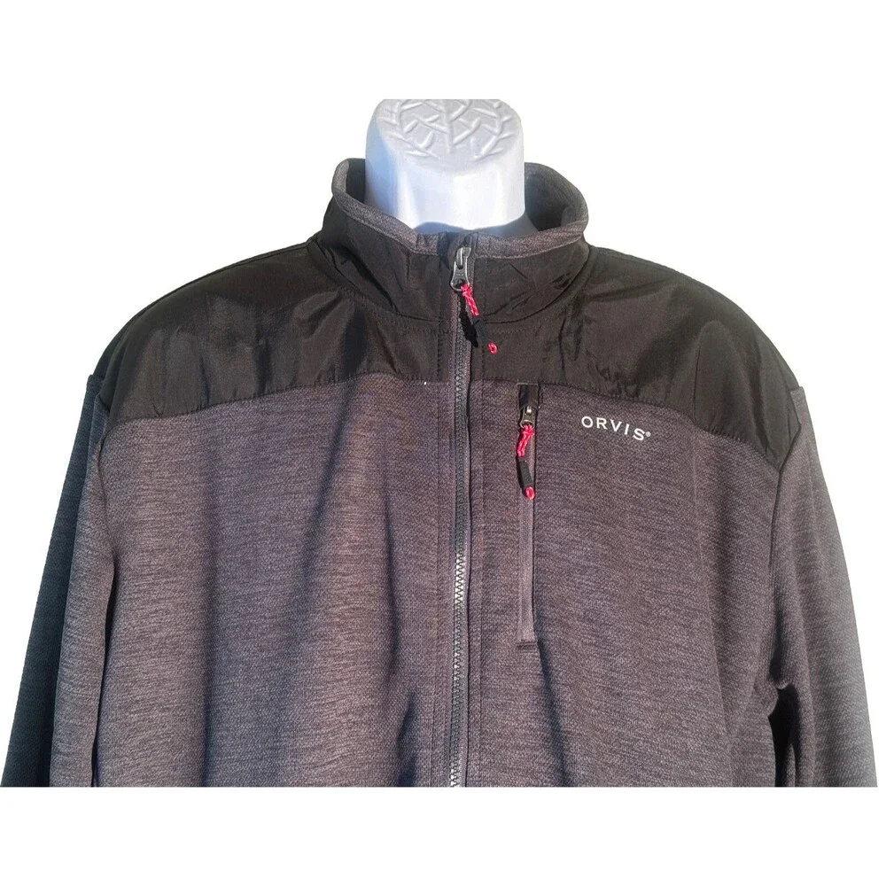 Orvis Full Zip Men’s 2XL Light‎ Gray Black Fleece Jacket